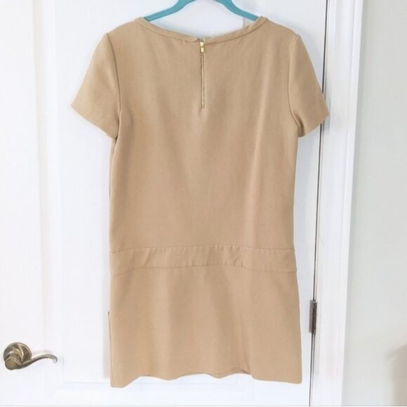 Maje Icare mini dress with pockets tan cel brown size 2 Medium B4 - Picture 5 of 11